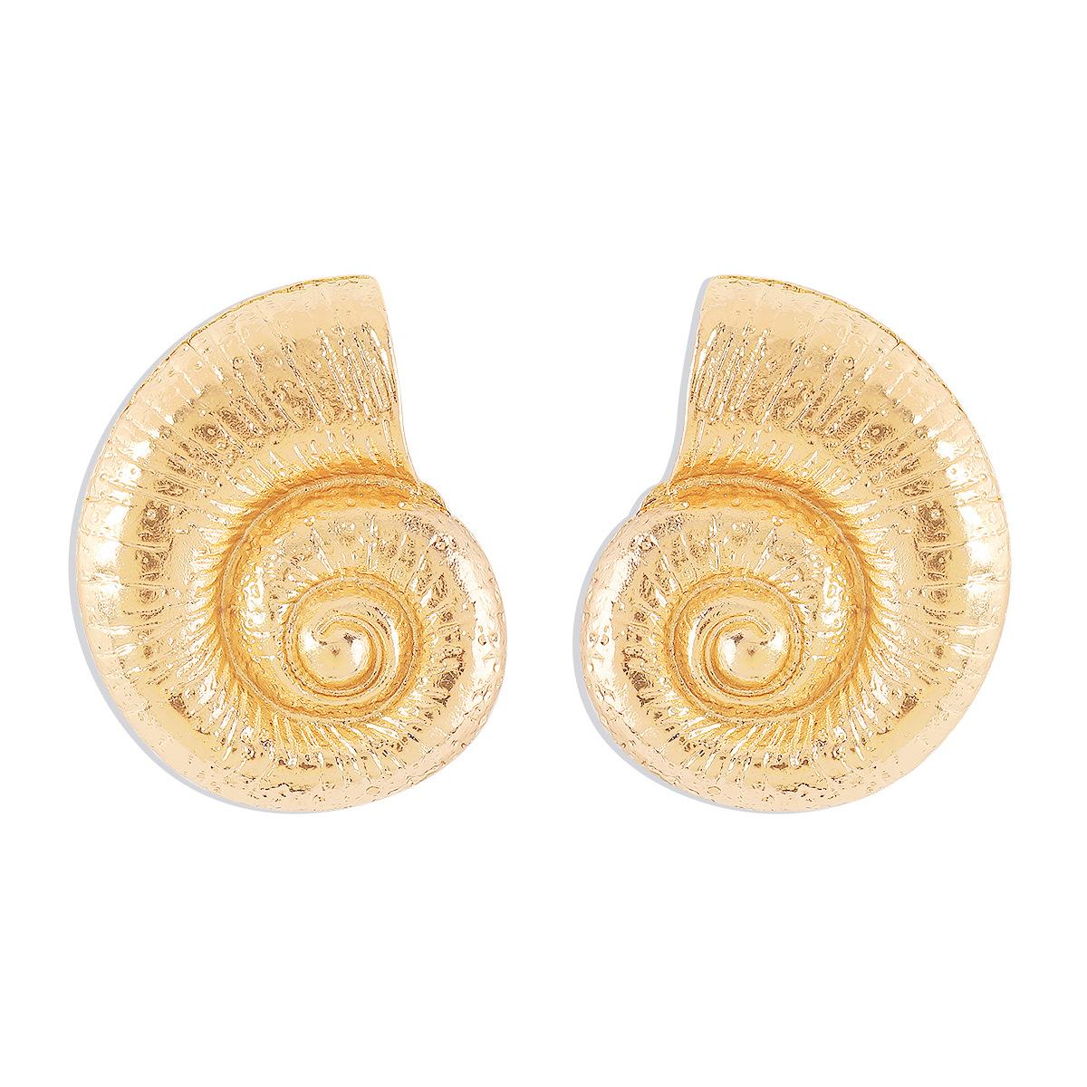 Серьги в стиле ретро-праздника, преувеличенные индивидуальные серьги-ракушки, сплав, преувеличенные нишевые серьги, женские золотой