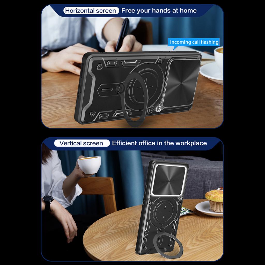 Для Xiaomi Redmi Note 15 Pro 5G (Глобальний) Чохол TPU + PC для телефону з підставкою, віконце для ковзкої камери