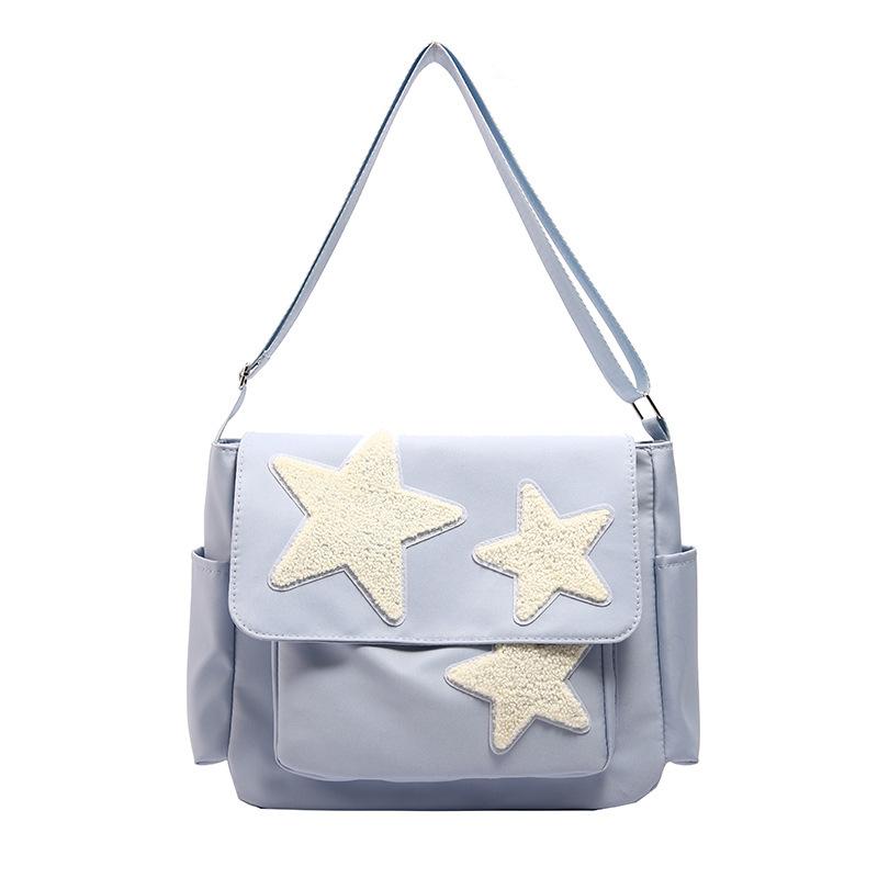 

new trendy red messenger bag women s niche design five-pointed star class casual shoulder bag синій