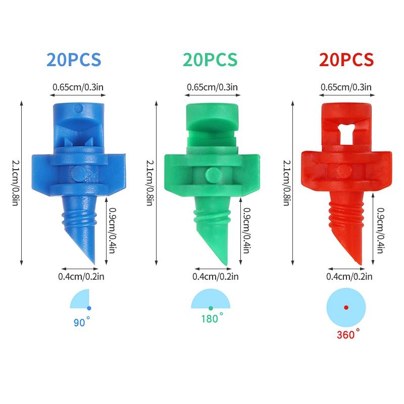 90 180 360 Angle Refractive Sprinkler 50Pcs Micro Atomizing Garden Sprinkler Refraction Spray Misting Nozzle Plant Irrigation