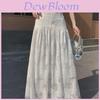 Classic Black Lace Trim Midi Skirt With High Waist For Casual And Formal Wear