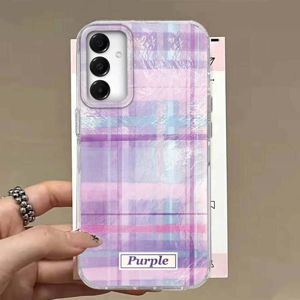 Pink Splicing Grid Pattern Phone Case for Samsung Galaxy A16 A55 A07 A17 A56 A36 A26 A53 A06 A14 A24 A34 A54 A15 A12 A22 Cover
