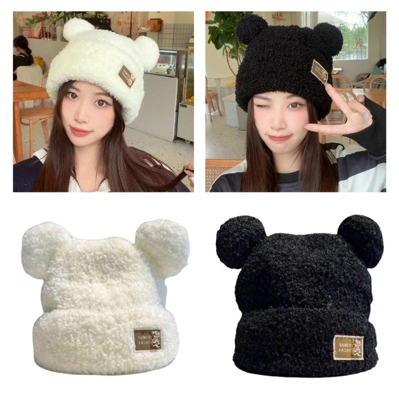 Krásná větruodolná zimní plyšová čepice ve tvaru medvědích uší Harajuku klobouk pro ženy muže Udržujte uši v teple klobouk potřeby do chladného počasí
