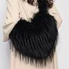 Fashion Artificial Fur Messenger Bag Autumn And Winter Personality Heart Shoulder Bag Girl Ladies Party Banquet Bags Woman New