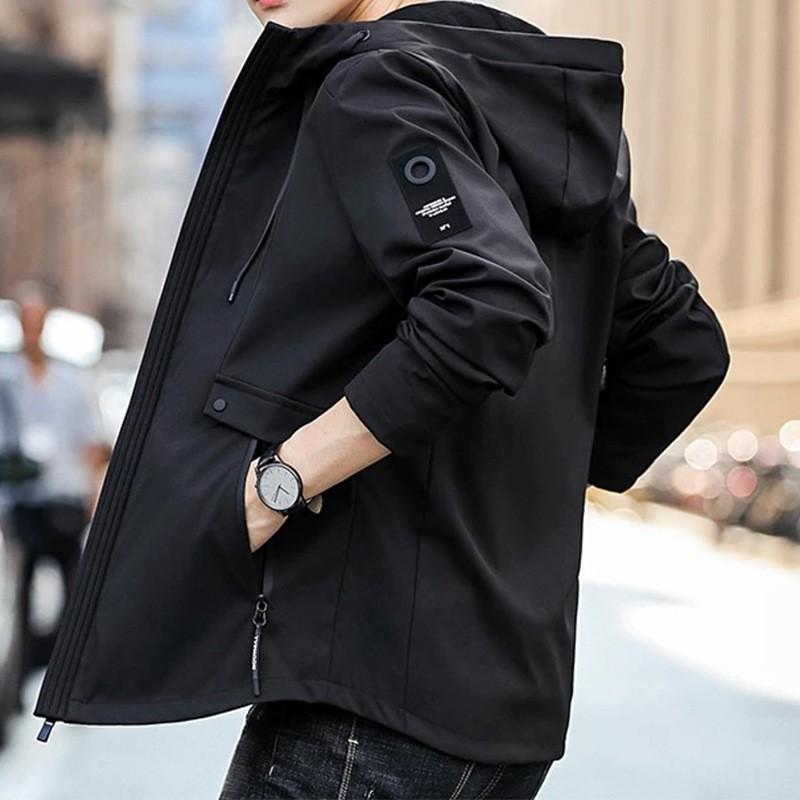 Mens Hooded Windproof Outdoor Jacket Lightweight Casual Raincoat Hiking Camping Travel Winter