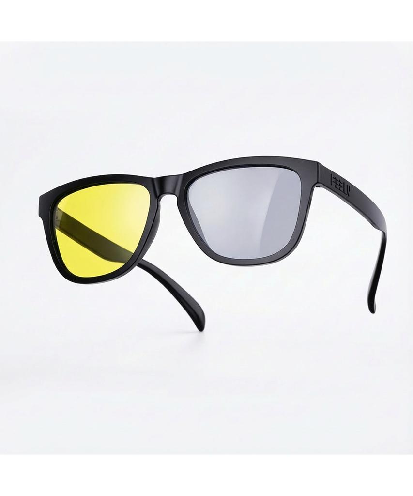 Pilli Neon Sports Sunglasses L Size (Shiny Black Yellow Photochromic)