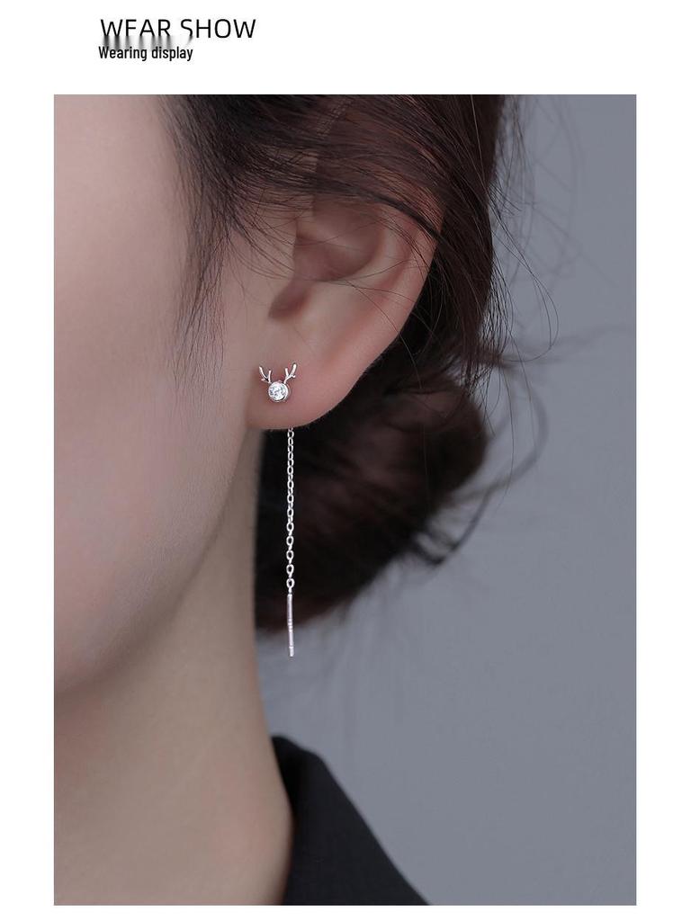 Náušnice s třásněmi Banyan Tree S925 Stříbro Paroh s vsazenými diamanty - Dámská vánoční edice.