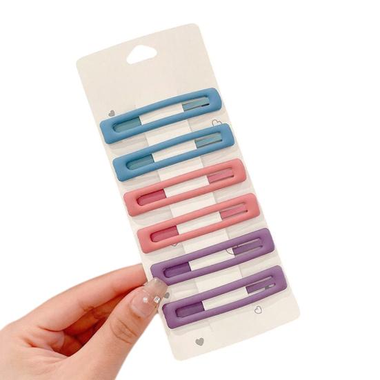 

6Pcs Girl Hairpin Matte Color Rectangular Hair Clips Stable Non-Slip BB Clip Face Slimming Versatile Hair A