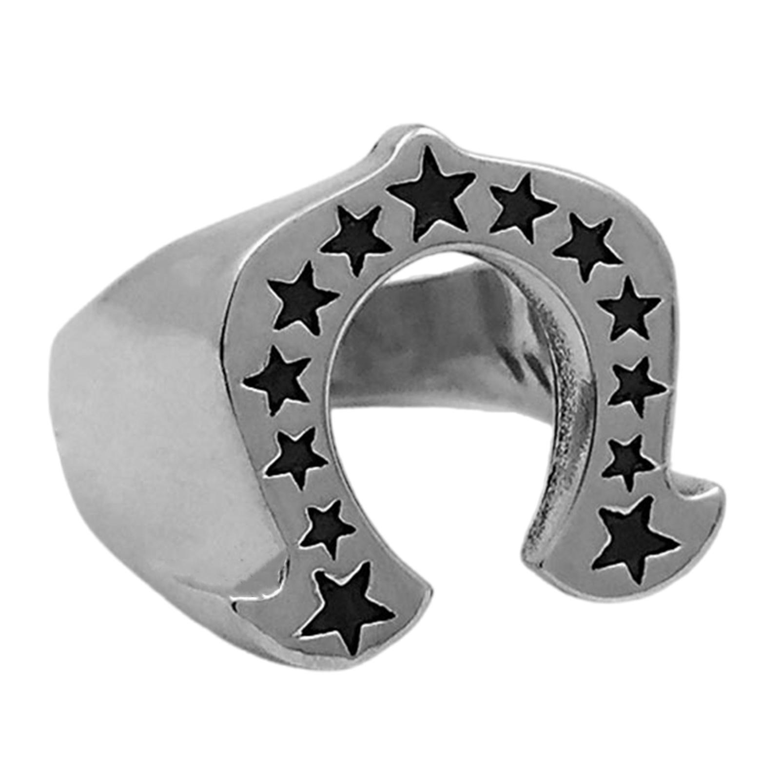 

Sturdy Alloy Horseshoe and Star Rings with Coating Portable Accessory Decoration for Western Styles Lovers Daily Use