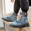Fashion Retro Ankle Boots Men Western Cowboy Boots Man Designer Canvas Shoes Designer Men's Motorcycle Boot Plus Size Botas Hombre 2025