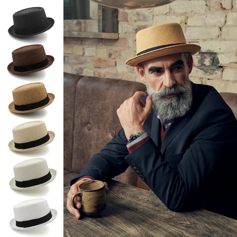My Extreme Outdoor Activities Women's Black Men Classical Straw Pork Pie Hats Fedora Sunhats Trilby Caps Summer Boater Beach Outdoor Travel Party Size Us 7 1/4 Uk L 57-58Cm