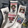 5 Pairs Anime One Piece Socks Cartoon Luffy Chopper Student Cotton White Long Short Boat Socks Printed Knitted Socks Adult Gifts