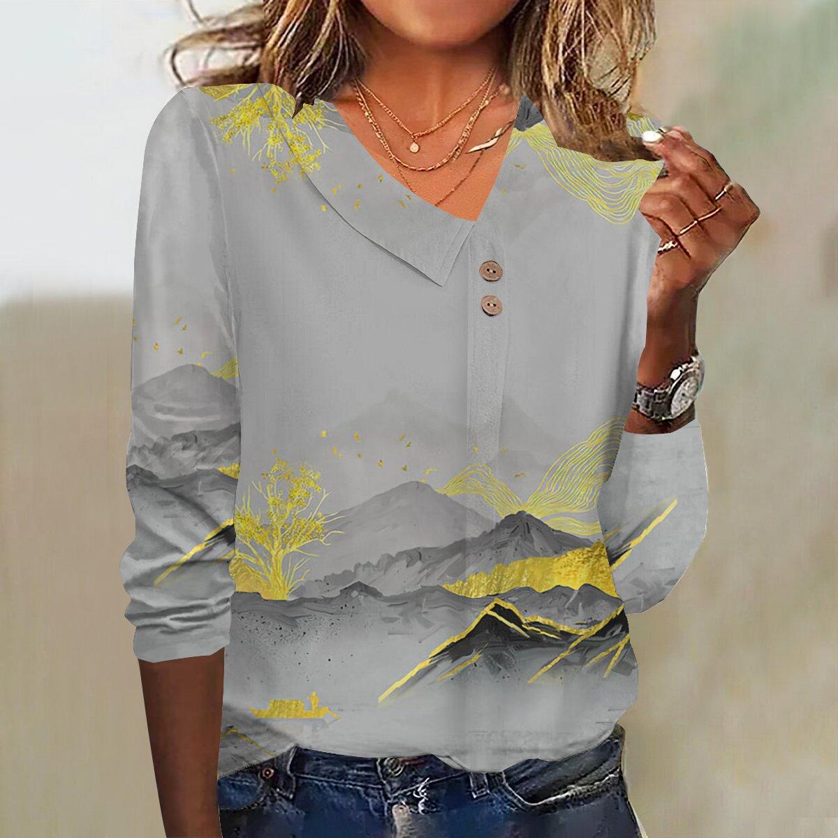 

2023 Осенний новый модный женский повседневный топ с рукавом 3/4 и принтом больших размеров