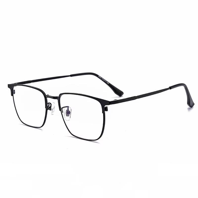 Metal Sun Photochromic Gray Square Shape Eyeglasses Full Frame Multifocal Progressive Prescription Lens Spectacles