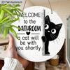 2D Flat Aluminium Bathroom Sign with Black Cat Pattern - Funny Decorative Sign & Plaque - Ideal for Bathroom Wall Decoration - Home Hanging Decor for