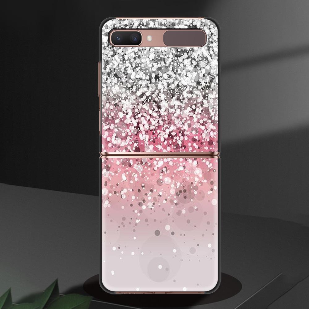 Gold Pink Rose Glitter Hearts Luxury Black Hard Case For Samsung Z Flip Z Flip3 Phone Case For Galaxy Z Flip 5G Foldable Cover