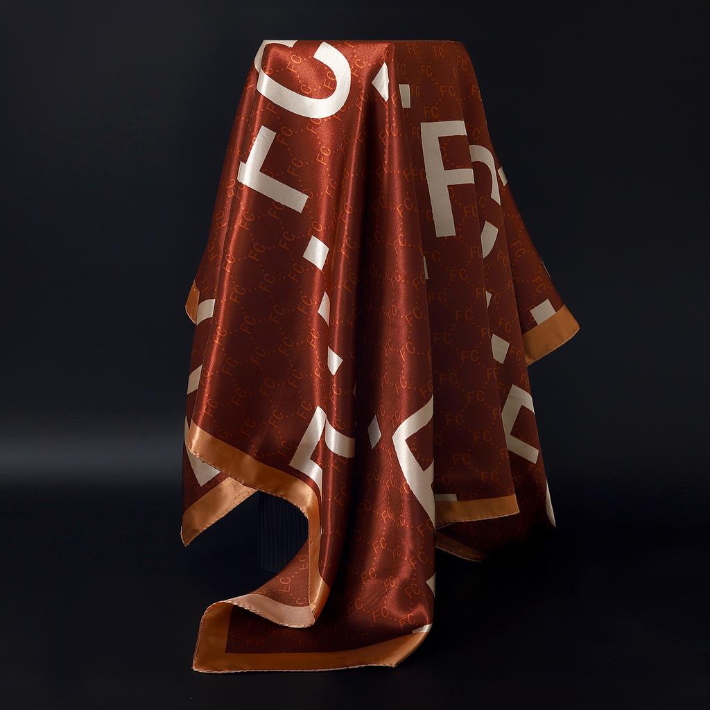 Fashion Square Silk Scarf Women Headband 90*90cm Print Neck Scarfs Office Hair Band Hand Kerchief Female Bandana Headwear