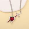 New 2PCS/set Sword Heart Couple Necklace Gothic Love Heart-shaped Pendant Women Year's Christmas Valentine's Day Gift Jewelry