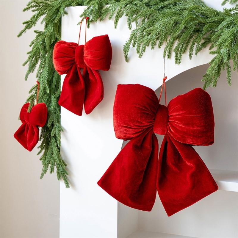 Christmas Velvets Bowknot Decorative Accent Festival Table Centerpieces Holiday Displays Elegant Hanging Pendant