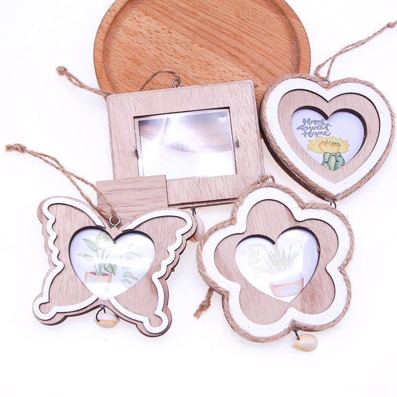 1pc Decorate Tree Hanging Decorations Gifts Home  ? Wooden Photo Frame Pendant Ornaments Prop