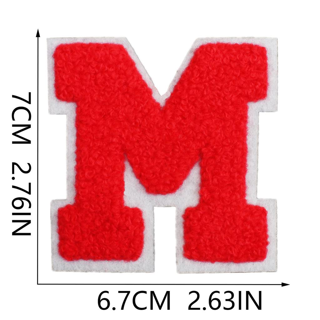 7Cm White Background Red Character Embroidery Cloth Sticker English Letters Towel Embroidery Patch Sticker Computer Embroidery Chapter Boy Heat Transf