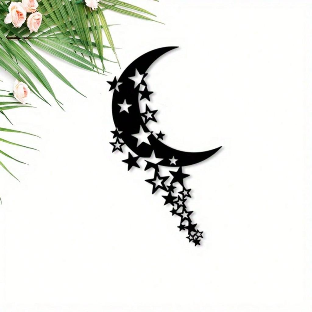 Celestial Metal Wall Art Moon and Stars Sculpture for Bedroom Living Room Romantic Gift for Couples Stargazers