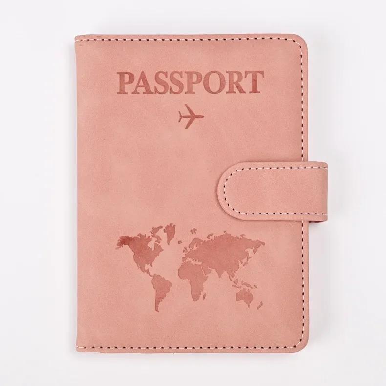 Unisex RFID Travel Wallet Map Print Passport Holder Flight Ticket Clip ID Card Holder Passport Cover Passport Travel Organizer