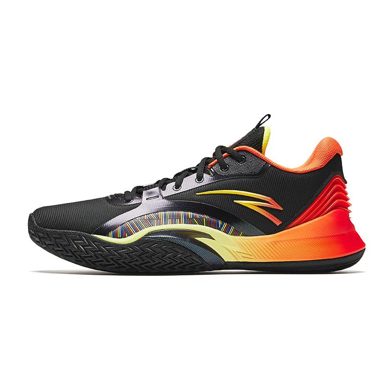 Anta Wind Tunnel 5 Comfortable Fashion Slip Resistant Durable Low Top Basketball Shoes Men Sneaker Black Orange 112441107-5 44.5