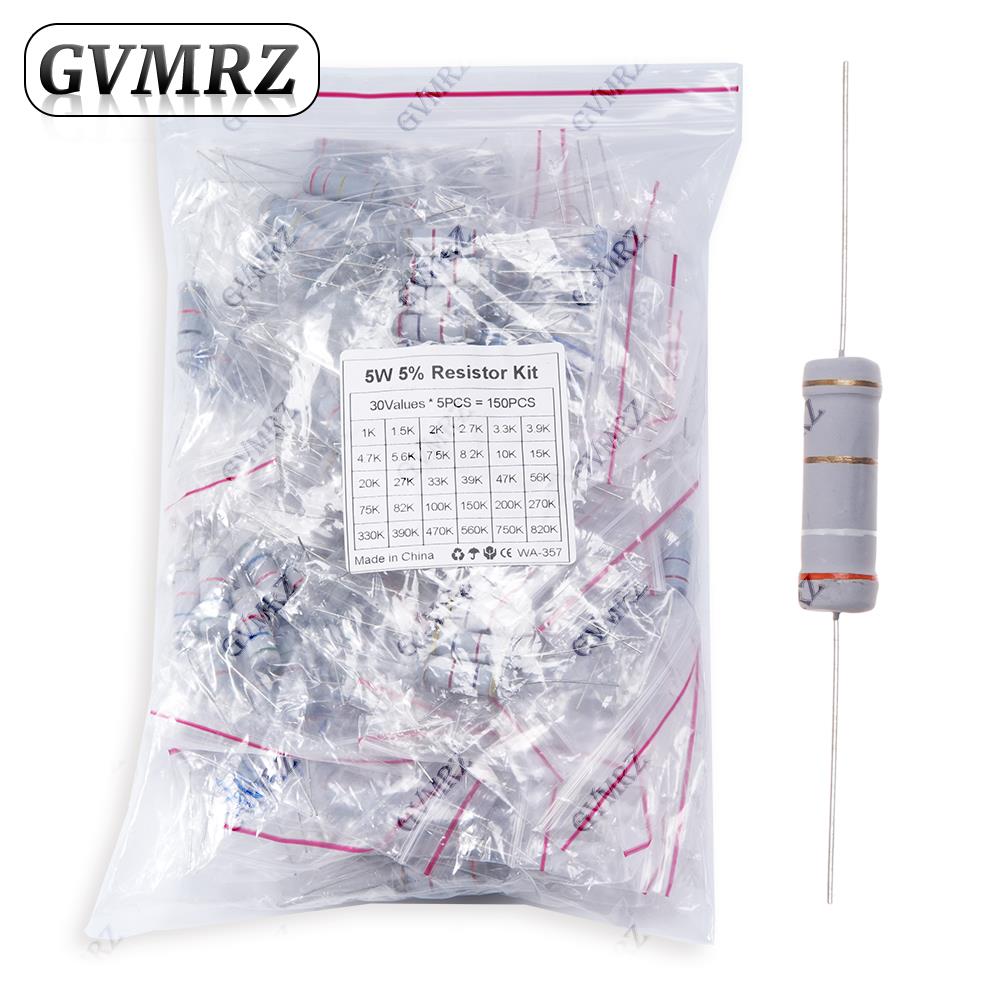 1/2W 1W 2W 3W Resistance 5% Metal Film Resistor Assortment Kit Set 30Kinds Each 5/10PCS 1R~750R 1K~820K Ohm 1R 2R 3R 4R 1K 2K 3K