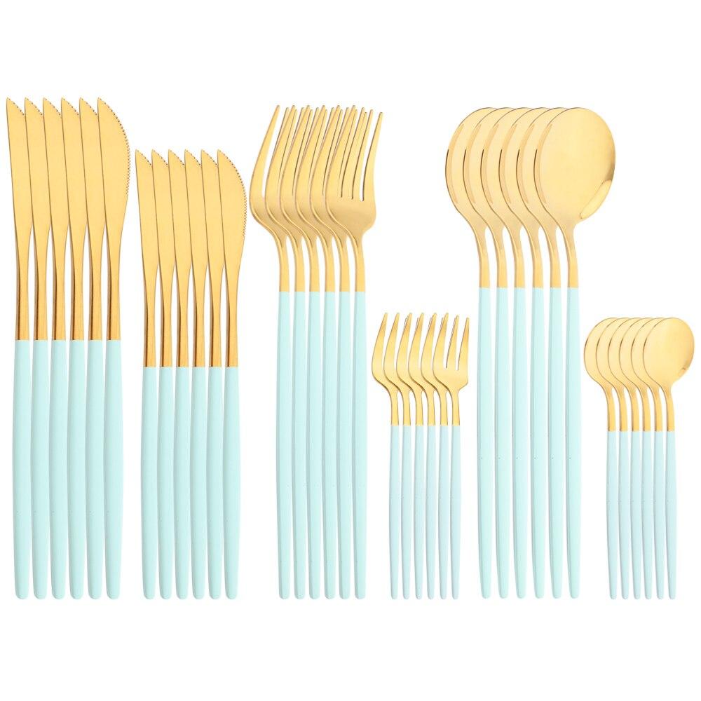 Černé zlato 36ks/6set Sada nádobí Dezertní nůž Nerezové příbory Večeře Lžíce Vidlička Čajová lžička Příbory Sada nádobí