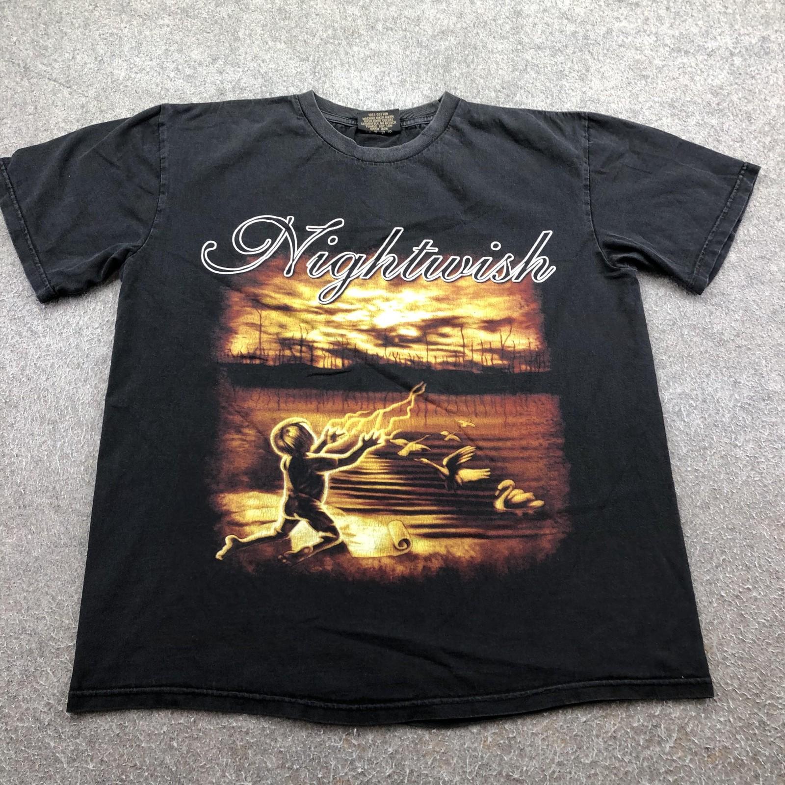 Vintage Nightwish Shirt Mens Large Black Band Metal Graphic Solid Rock 2000s Unisex T-Shirt XXL