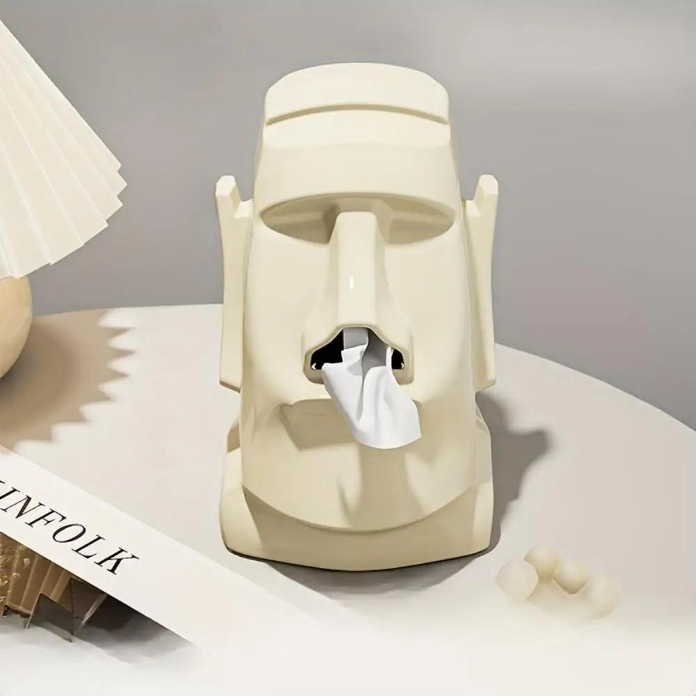 Boîte à mouchoirs 3 en 1 Sculpture de pierre froide Support pour casque Bluetooth Décoration de salon Support d'exposition pour casque