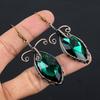 Green Mystic Topaz 999 Copper Wire Wrapped Earrings, Handmade Gemstone Jewelry Earrings, For Memorial Day