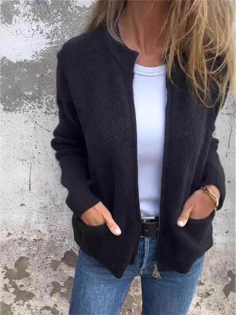 2024 Women's Autumn/Winter Bestseller Casual Stand-Up Collar Zipper Jacket with Pockets