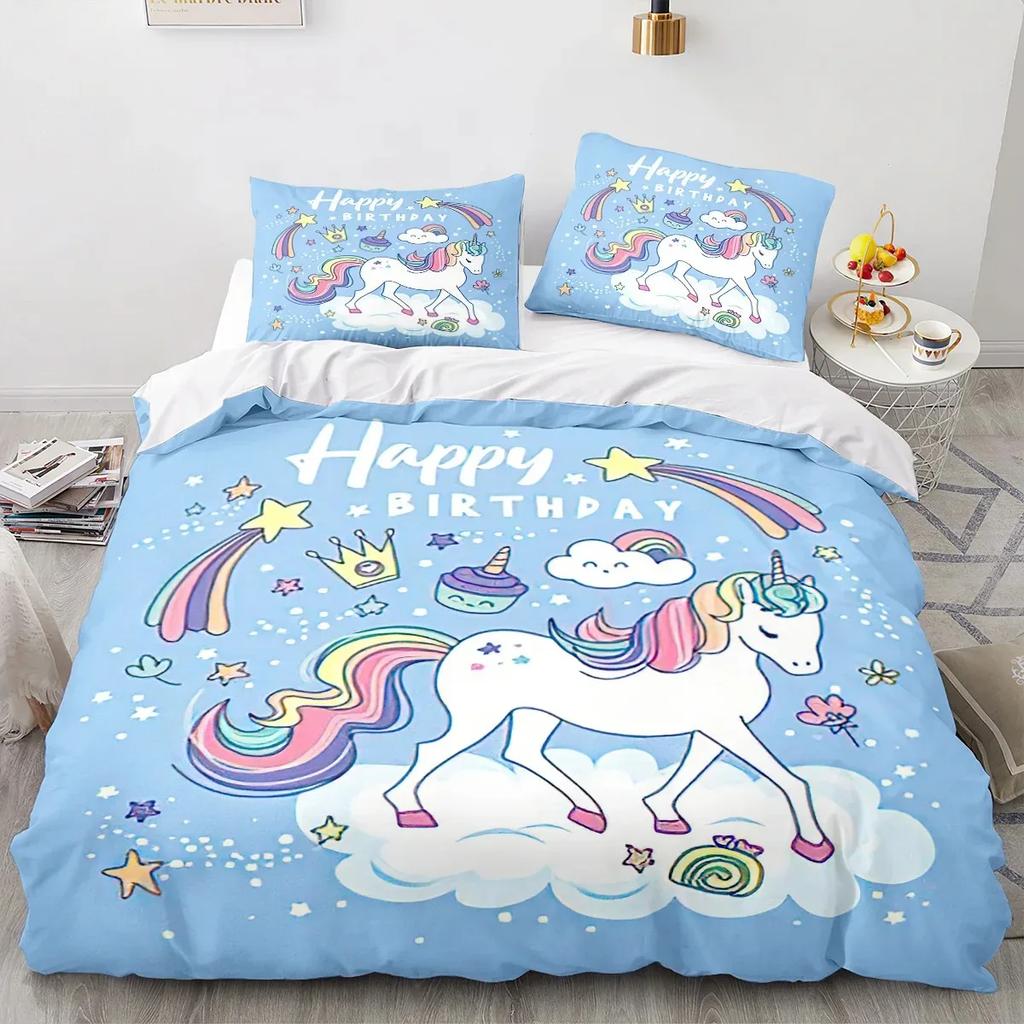 Enhörning Påslakan Set Enkel Dubbel Twin Storlek Heminredning För Flickor Barn Vuxna Sött Enhörnings Sängkläder Kawaii Sängkläder Set