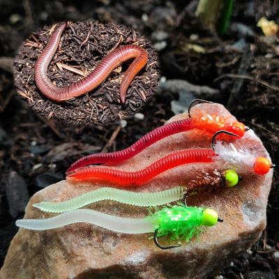 Kit de señuelos para crappie Gusano blando de silicona para pesca con mosca, Señuelos de gusano artificiales para pesca de crappie