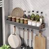 Gunmetal Gray No-Drill Wall-Mounted Aluminum Spice Rack and Knife Holder
