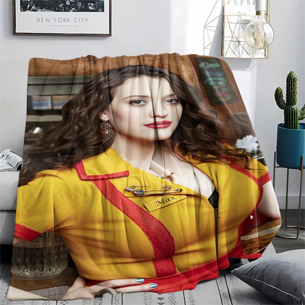 1PC 2 Broke American Sitcom Print Flannel Blanket, High quality All Seasons, Home Decor, Warmth and Comfort, Perfect for Christmas Gifts