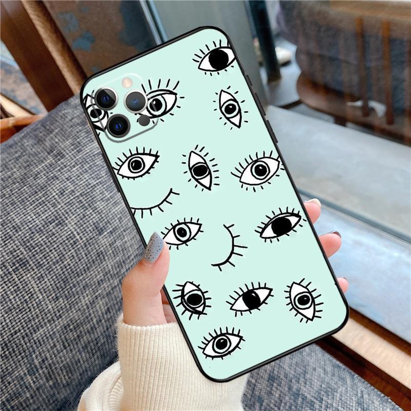 Eye Illustration Phone Case For iPhone 16 15 13 12 11 14 Pro Max 12 13 mini XR 15 16 Plus 16e Cover Shell