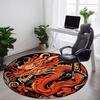 1 Stück Stuhlteppich mit Drachendesign für das Büro, Runder rutschfester langlebiger großer Büroteppich, Geeignet für das Büro