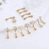 Bobisty Eyebrow Tragus Studs Stainless Steel Curved Barbell Dangle CZ Belly Lip Cartilage Daith Surface Piercing Jewelry