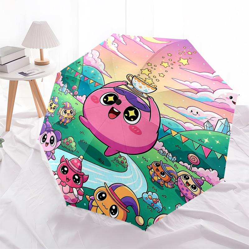 1pc Outdoor Umbrella with Cute Characters - Automatic Opening/Closing, Portable 3-Fold Design, 8-Bone Iron Frame - Perfect for Fans, Travelers, D