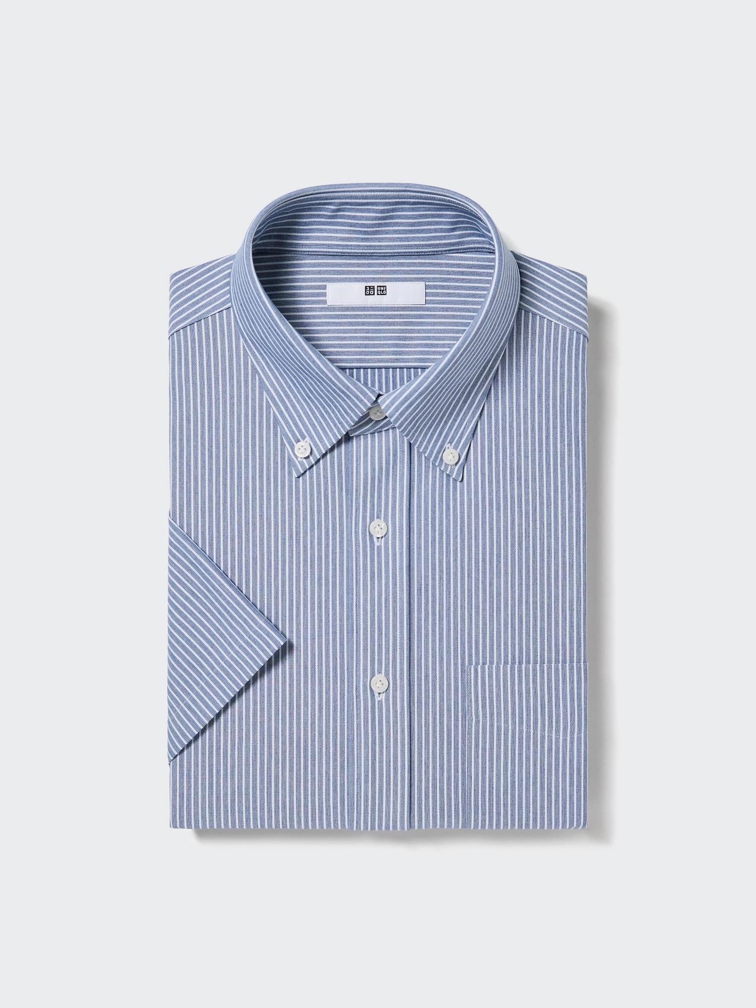 

Рубашка Uniqlo Dry Non Iron Jersey Stripe Shirt с коротким рукавом и воротником на пуговицах D 68 BLUE/MEN S