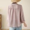 Spring/Summer Retro Slimming Cotton Linen Cardigan - Women's Seven-Sleeve Shirt