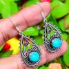 Santa Rosa Turquoise Gemstone 925 Sterling Silver Jewelry Earring 2.05" l6R63