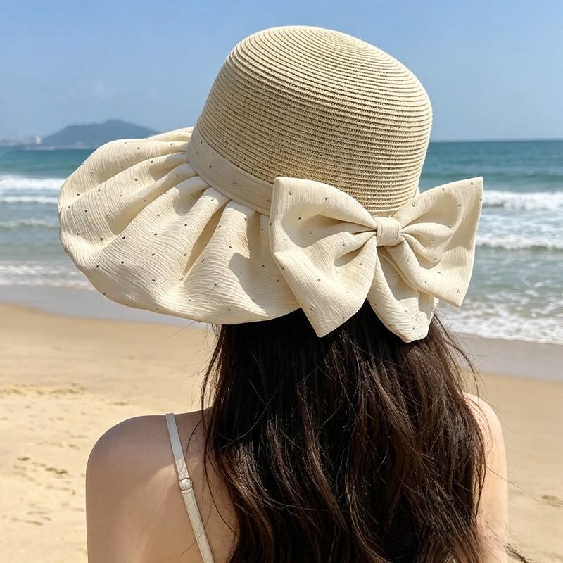 Girl Style Mesh Straw Cap With Large Brim For Sun Protection And Fashion