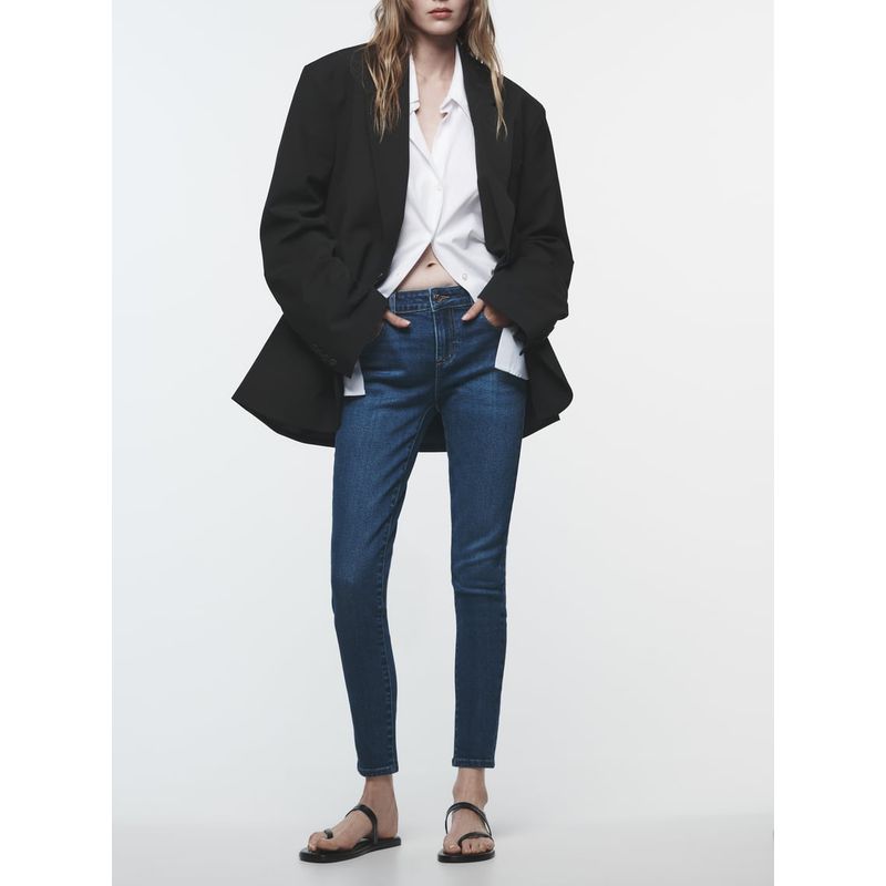 Za New Fall Women's Clothing Commute Leisure Base Skinny Pants Mid-Waist Elastic Tight Denim 0108221