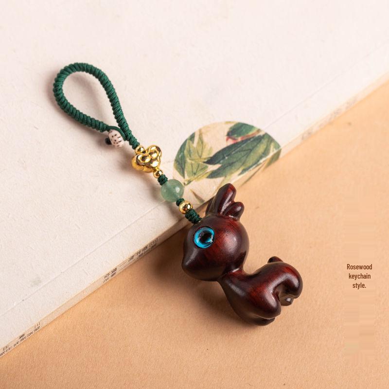 Deer Road Sandalwood Keychain: Cute Deer Pendant Lanyard for Phones - Creative Gift for Men & Women