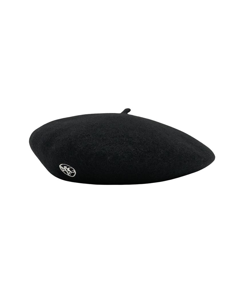 Malittepeulangsowajeobeo Circle Logo Embroidery Wool Beret Black