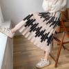 Thickened Autumn/Winter Knitted Skirt for Women High Waist Striped Knitted Pleated Skirt
